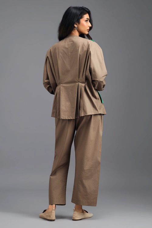 Mud Co-ord Set with Bralette and Straight Pants