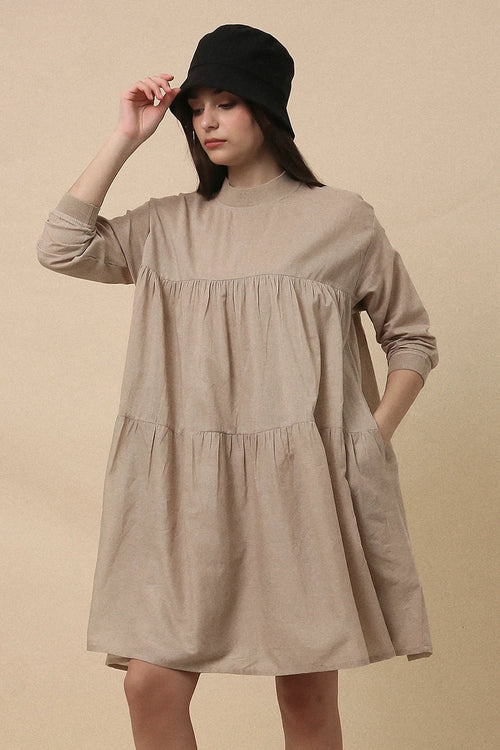 Sand Mul Rib Vena Dress