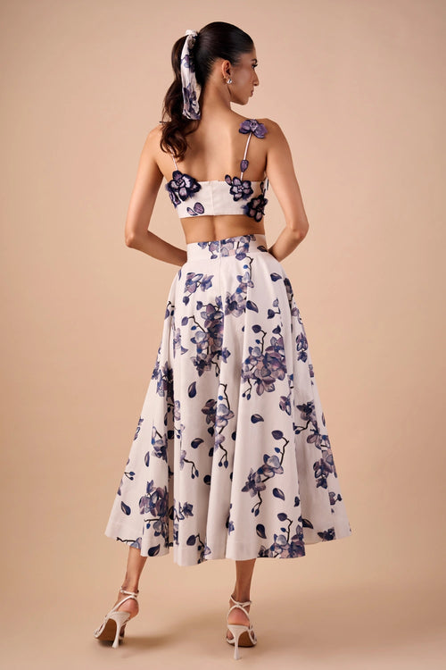 Blue-White Orchid Bandeau and Skirt