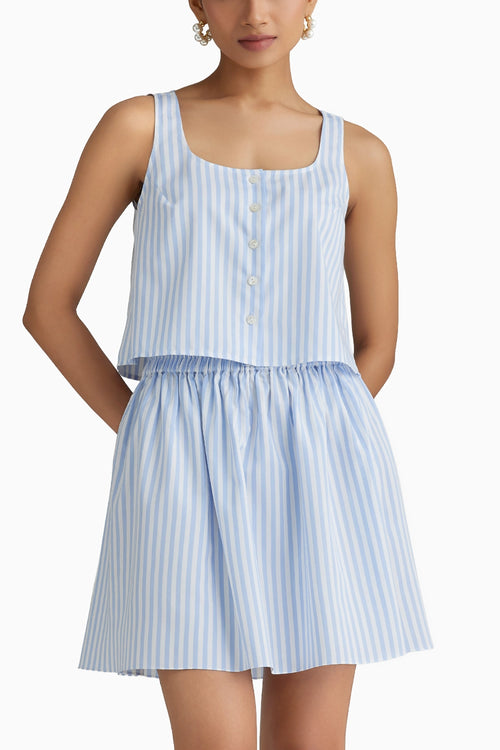 Blue Striped Mini Skirt