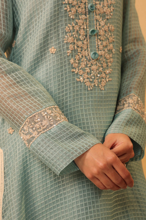 Vaayu Light Blue Collar Kurta Set