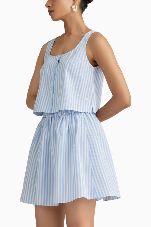 Blue Striped Mini Skirt