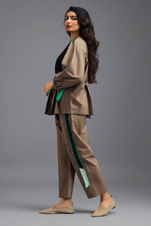 Mud Co-ord Set with Bralette and Straight Pants