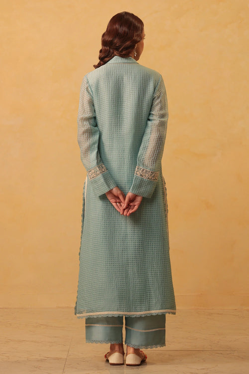 Vaayu Light Blue Collar Kurta Set