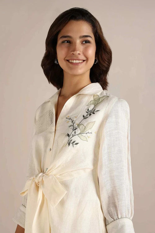 Honey Suckle Off-White Tie Co-ord Set