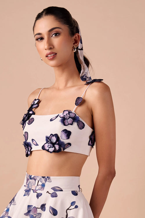 Blue-White Orchid Bandeau