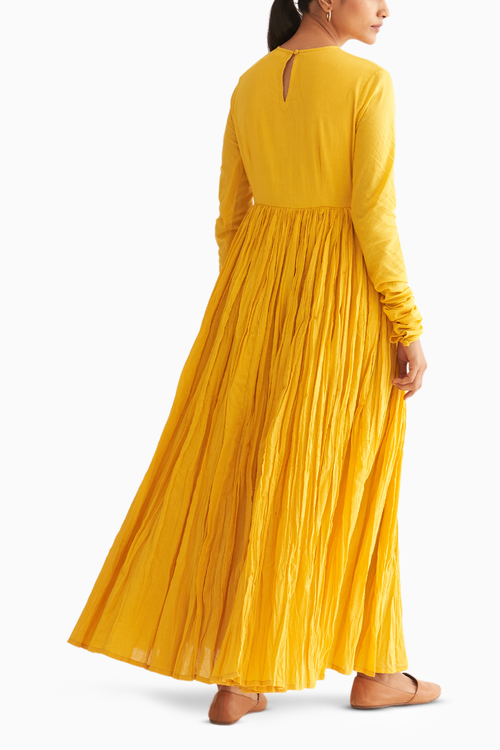 Bright Yellow Ghoomar Anarkali Set