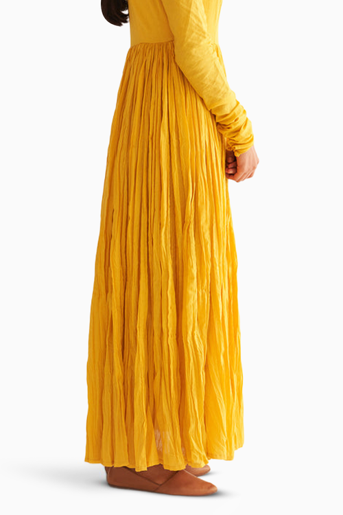 Bright Yellow Ghoomar Anarkali Set