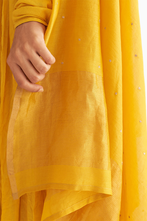 Bright Yellow Ghoomar Anarkali Set