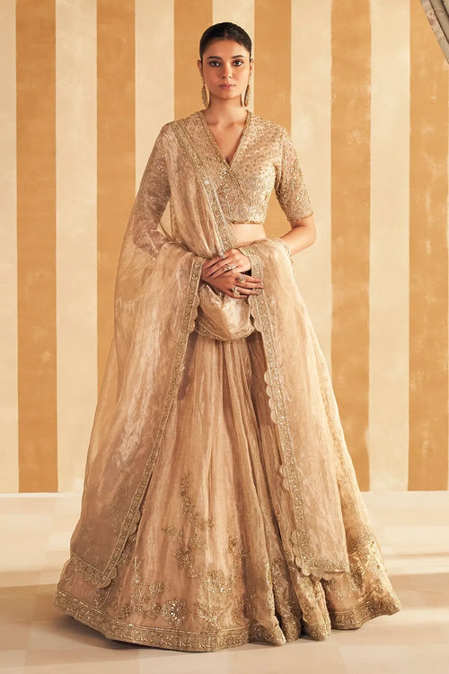 Zarina Gold Tissue Lehenga Set