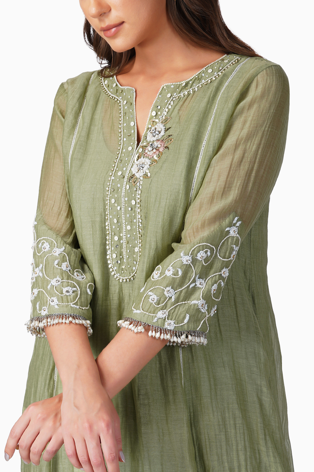 Baroque Flower Mint Kurta Set