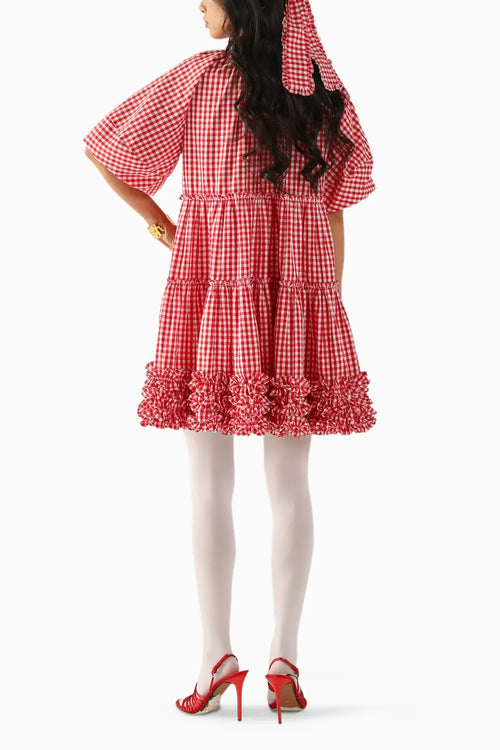 Emily Red-White Checks Dress