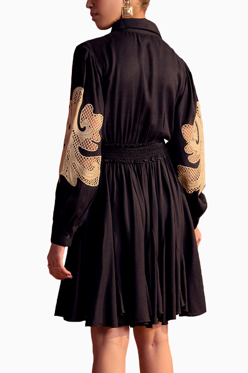 Monochrome Cutwork Shirt Dress