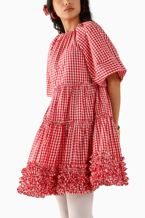 Emily Red-White Checks Dress