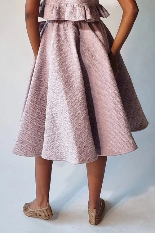 Light Lilac Embroidered Quilted Skirt