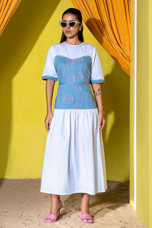 White & Blue Marrakech Dress