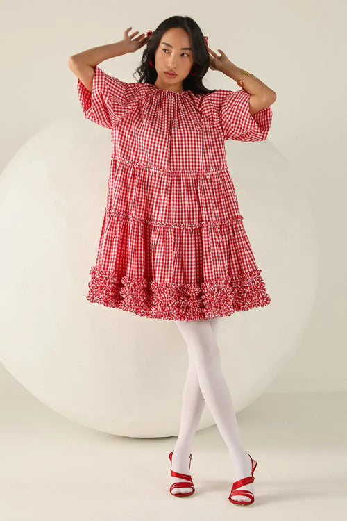 Emily Red-White Checks Dress