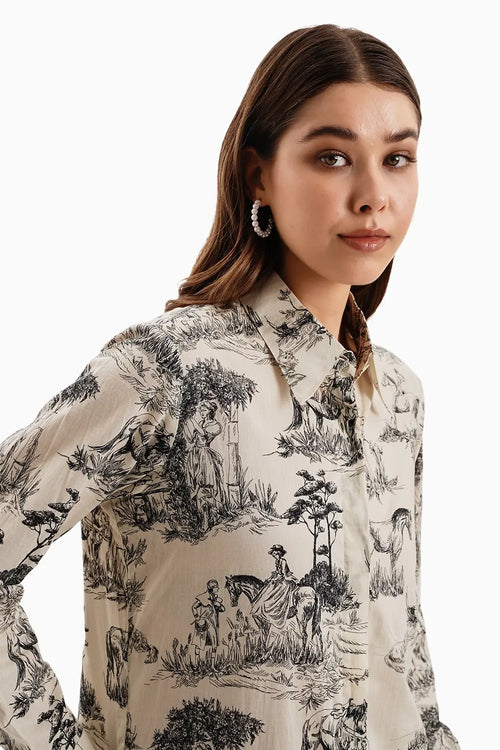 Cotton Lawn Printed Noble Ground Shirt with Pants Set With Pearls