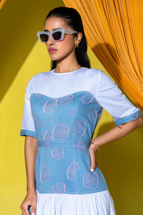 White & Blue Marrakech Dress