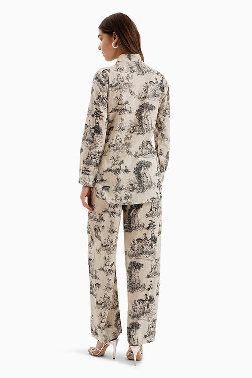 Cotton Lawn Printed Noble Ground Shirt with Pants Set With Pearls