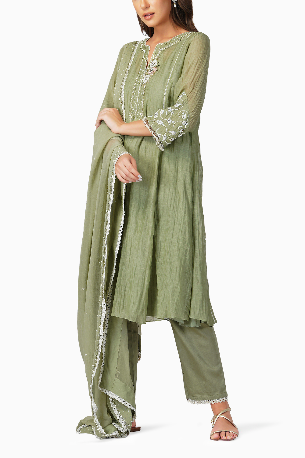 Baroque Flower Mint Kurta Set