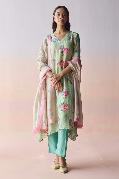 Kindred Petals Green Kurta Set