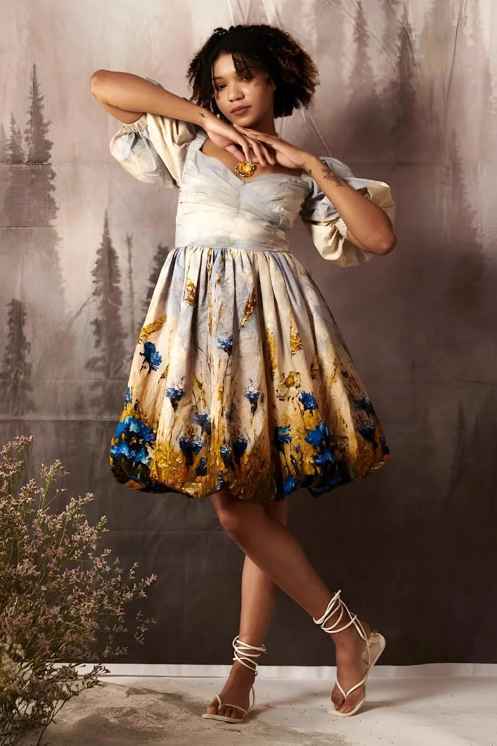 midi balloon sleeve dress Hayland Midi Balloon Sleeve Dress