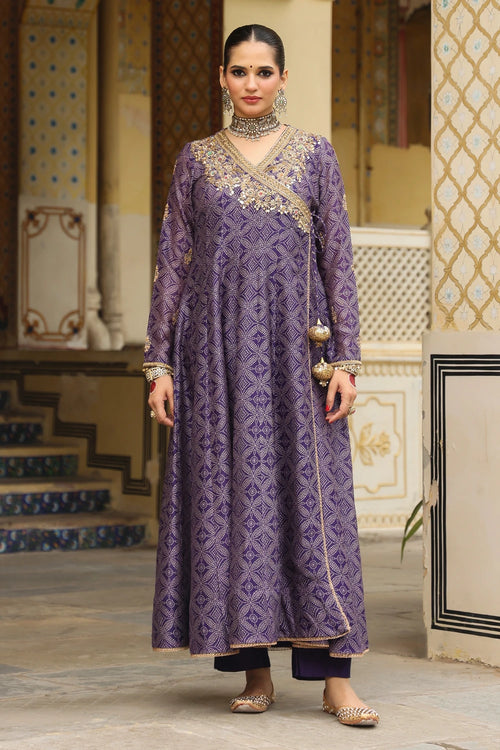Ahista Purple Printed Angrakha