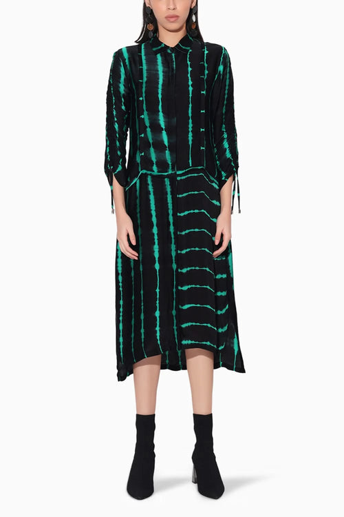 Zinnia Shibori Stripe Shirt Dress