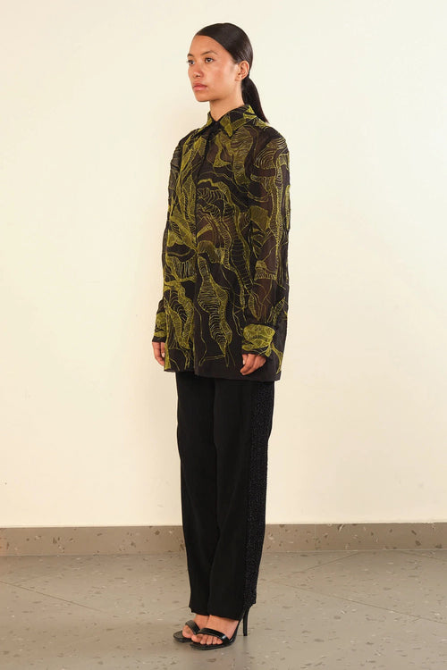 Mystic Shirt And Side Textured Trousers Set