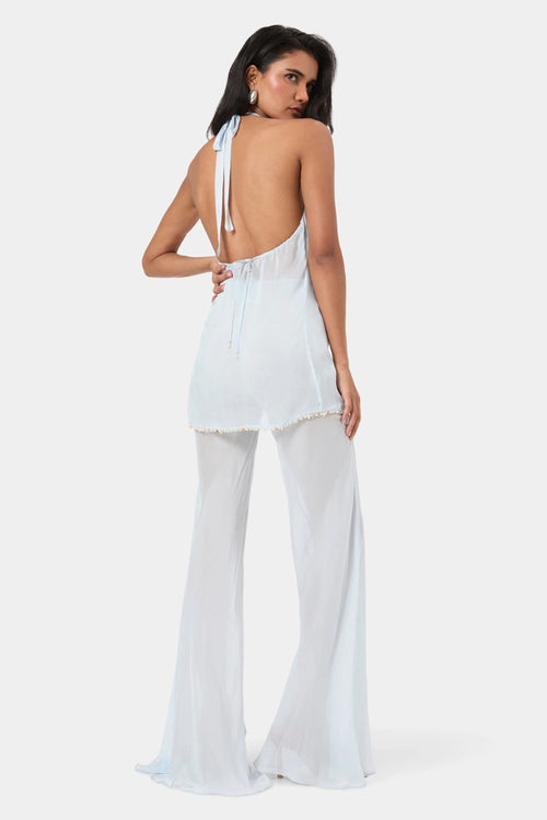 Sky Shell Trim Flared Trousers