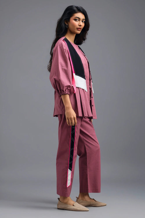 Pink Co-Ord Set with Bralette and Straight Pants