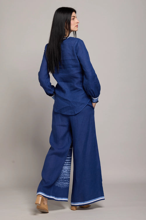 Blue Shibori Horses Printed Abaya Set