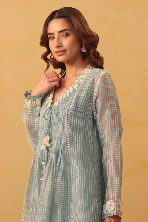 Vaayu Light Blue Tie-up Kurta Set