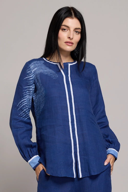 Blue Shibori Horses Printed Abaya Set