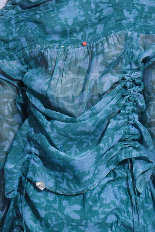 Teal Ruched Skirt Set