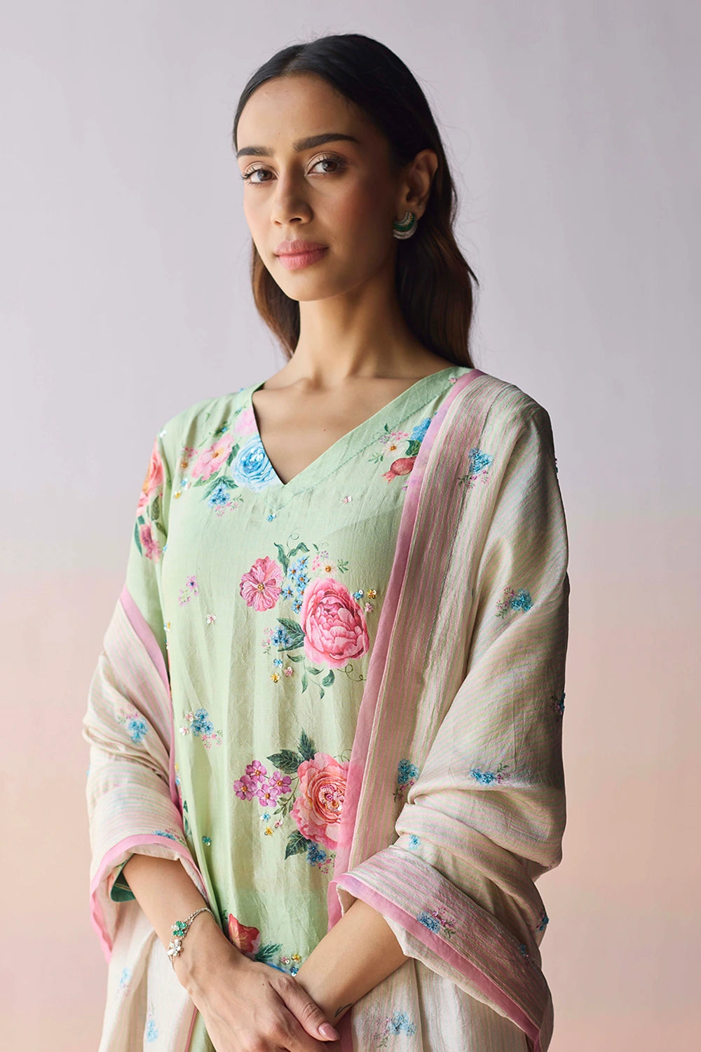 Kindred Petals Green Kurta Set