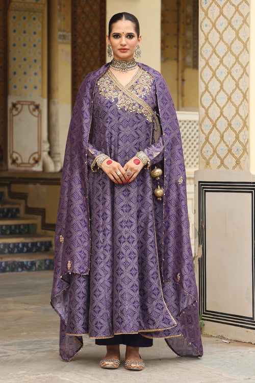 Ahista Purple Printed Angrakha