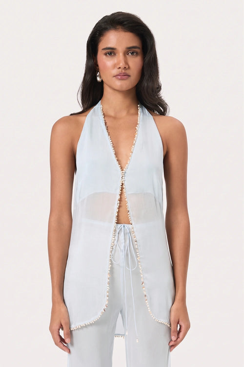 Sky Shell Trim Halter Top