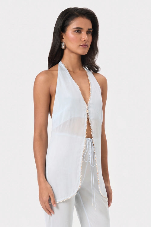 Sky Shell Trim Halter Top