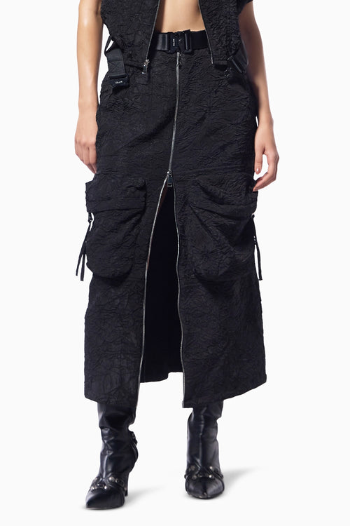 Charcoal Black Cargo Skirt