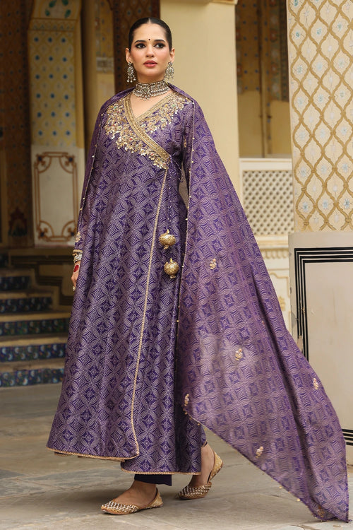 Ahista Purple Printed Angrakha