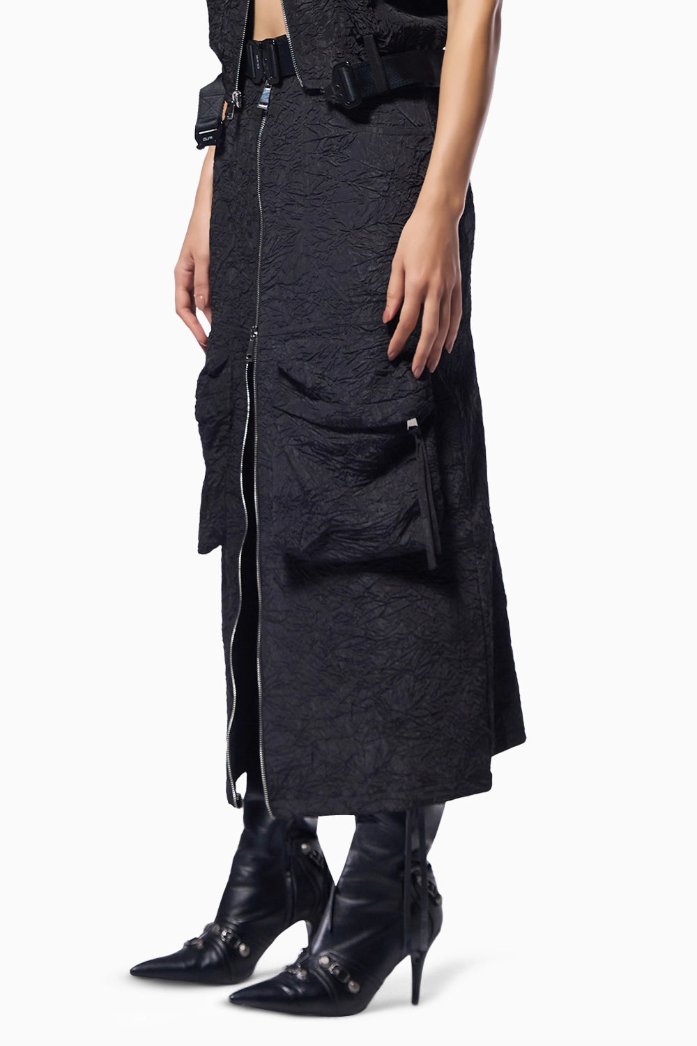 Charcoal Black Cargo Skirt