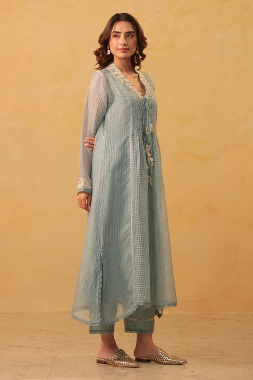 Vaayu Light Blue Tie-up Kurta Set
