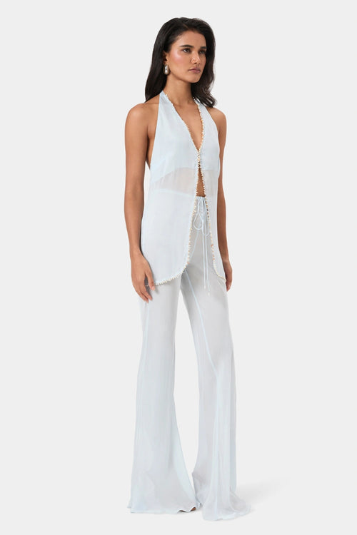 Sky Shell Trim Flared Trousers