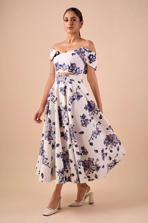 Orchid Off Shoulder Top with Skirt
