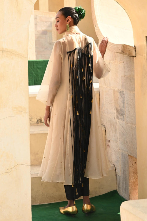 Jantar Mantar Ivory Black Kurta Set