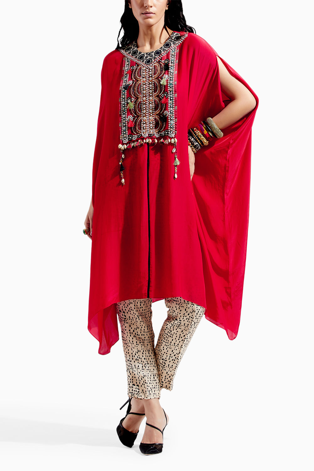 Sindoor Solid Ritu Kaftan Tunic and Trouser Set