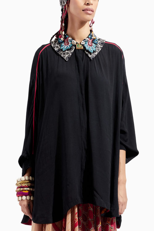 Surmai Mandala Embroidered Collar Shirt