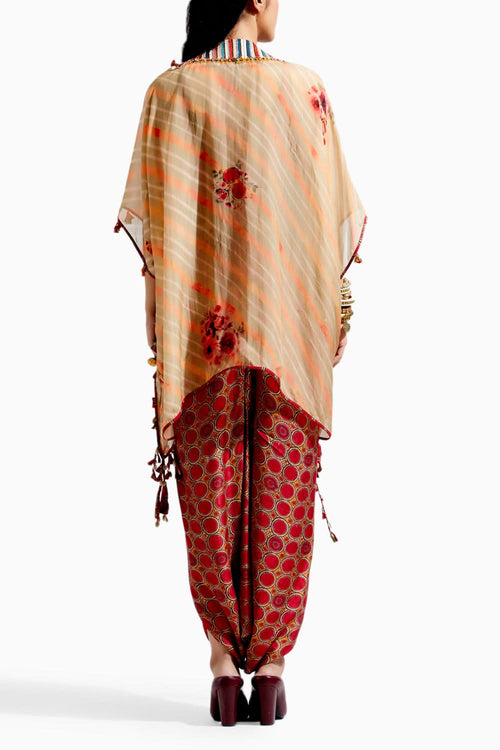 Surmai Multi Veni Dupatta Jacket Drape Trouser Set
